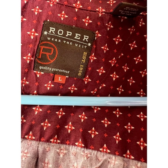 Denim & Flower Shirt Men's Maroon with White Dots Button Up Long Sleeve XL Slim - Picture 5 of 5